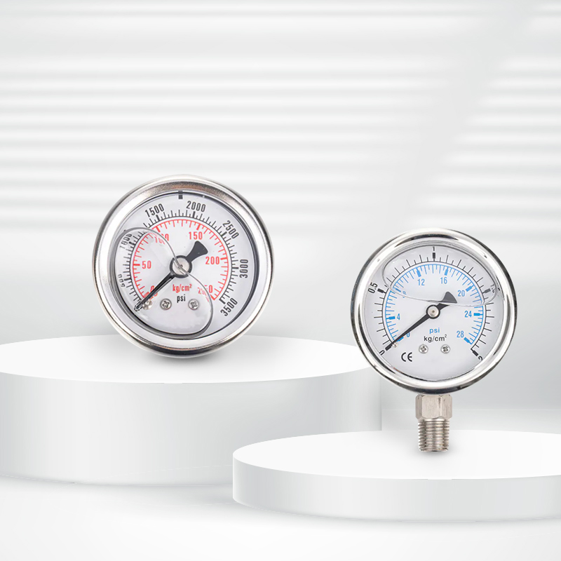 Tüm paslanmaz çelik petrokimyasal yağ dolu sismik basınç göstergesi